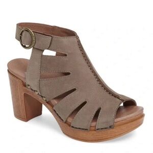 Dansko Demetra Taupe Milled Nubuck Heel